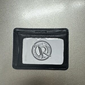 Vintage Black Pebble Grain Leather Slim Card Holder - ID Window - TR Logo